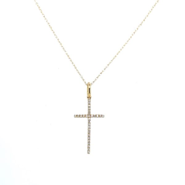 18k Yellow Gold Diamond Cross Pendant