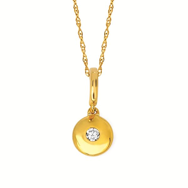 14k Yellow Gold Small Diamond Pendant