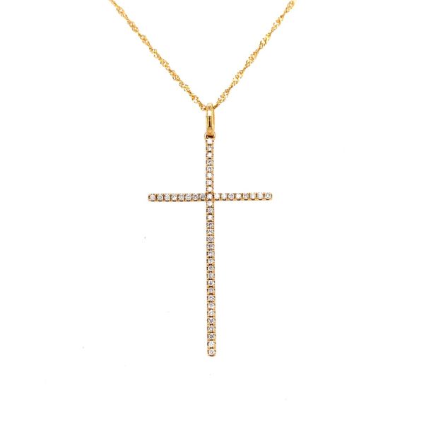 18k Yellow Gold Large Diamond Cross Pendant