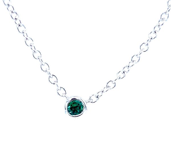 Sterling Silver Lab-Created Emerald Birthstone Pendant