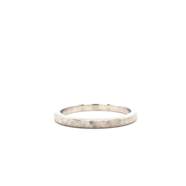 14k White Gold Hammered Band