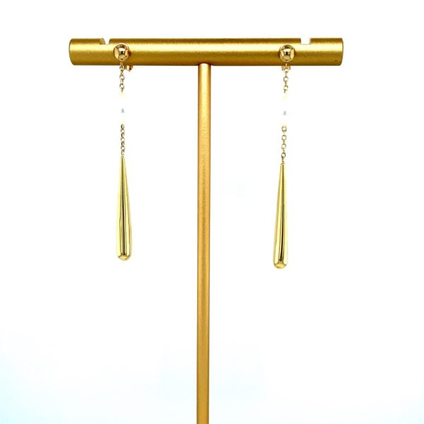 14k Yellow Gold Pearl Drop Earrings