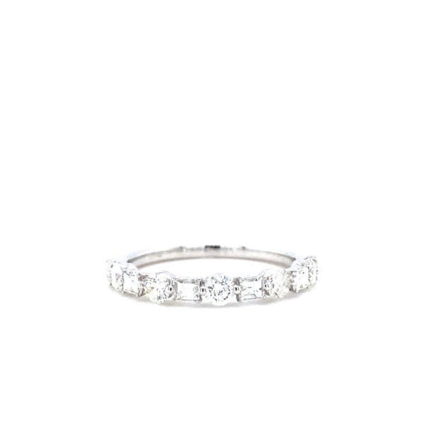 14k White Gold Baguette Diamond Band .93ctw