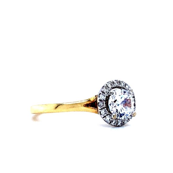 14k Two Tone Gold Diamond Halo Engagement Ring Mounting .17ctw - Image 2