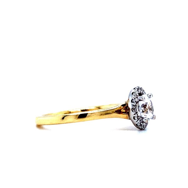 14k Two Tone Gold Diamond Halo Engagement Ring Mounting .17ctw - Image 3