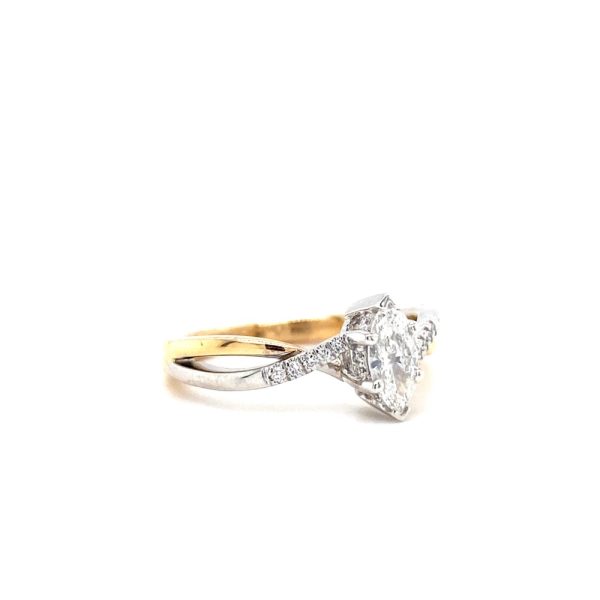 14k Two Tone Gold Marquise Bypass Engagement Ring - Image 2