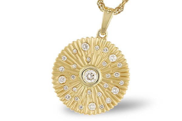 14k Yellow Gold Diamond Fan Pendant