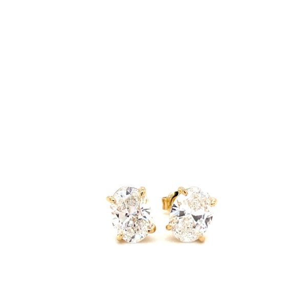 14k Yellow Gold Lab Grown Diamond Oval Stud Earrings 2.00ctw