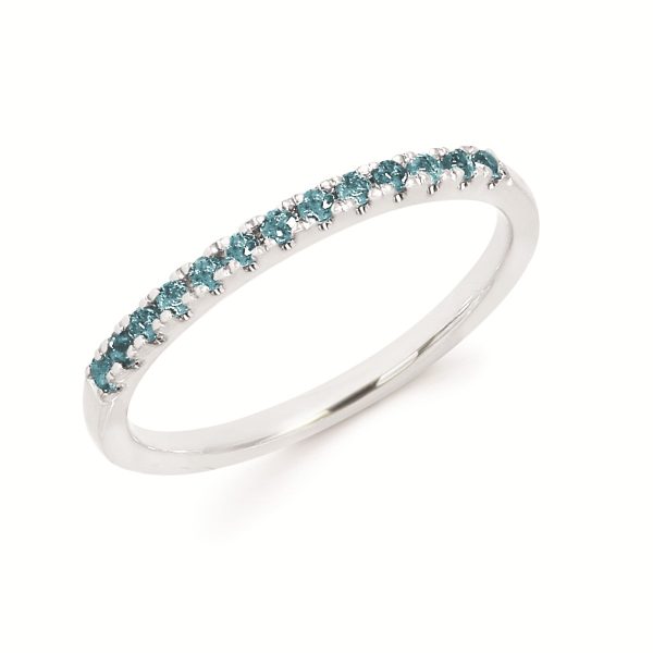 14k White Gold Blue Topaz Birthstone Band