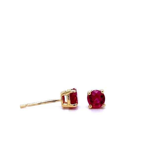 14k Yellow Gold Ruby Birthstone Stud Earrings 4mm - Image 2