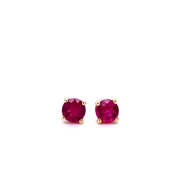 14k Yellow Gold Ruby Birthstone Stud Earrings 4mm