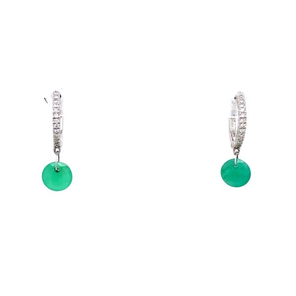 14k White Gold Emerald and Diamond Earrings